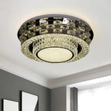 Contemporary Crystal Led Ceiling Light Fixture - Chrome Round/Square Flush - Mount / Round