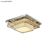 Contemporary Crystal Led Ceiling Light Fixture - Chrome Round/Square Flush - Mount
