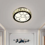 Contemporary Crystal Led Ceiling Light Flush Mount - Modern Hand-Cut Design Chrome Finish 10/19 Wide