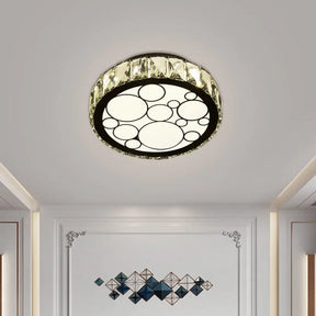 Contemporary Crystal Led Ceiling Light Flush Mount - Modern Hand-Cut Design Chrome Finish 10/19 Wide