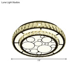 Contemporary Crystal Led Ceiling Light Flush Mount - Modern Hand-Cut Design Chrome Finish 10/19 Wide