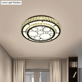 Contemporary Crystal Led Ceiling Light Flush Mount - Modern Hand-Cut Design Chrome Finish 10/19 Wide