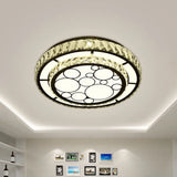 Contemporary Crystal Led Ceiling Light Flush Mount - Modern Hand-Cut Design Chrome Finish 10/19 Wide