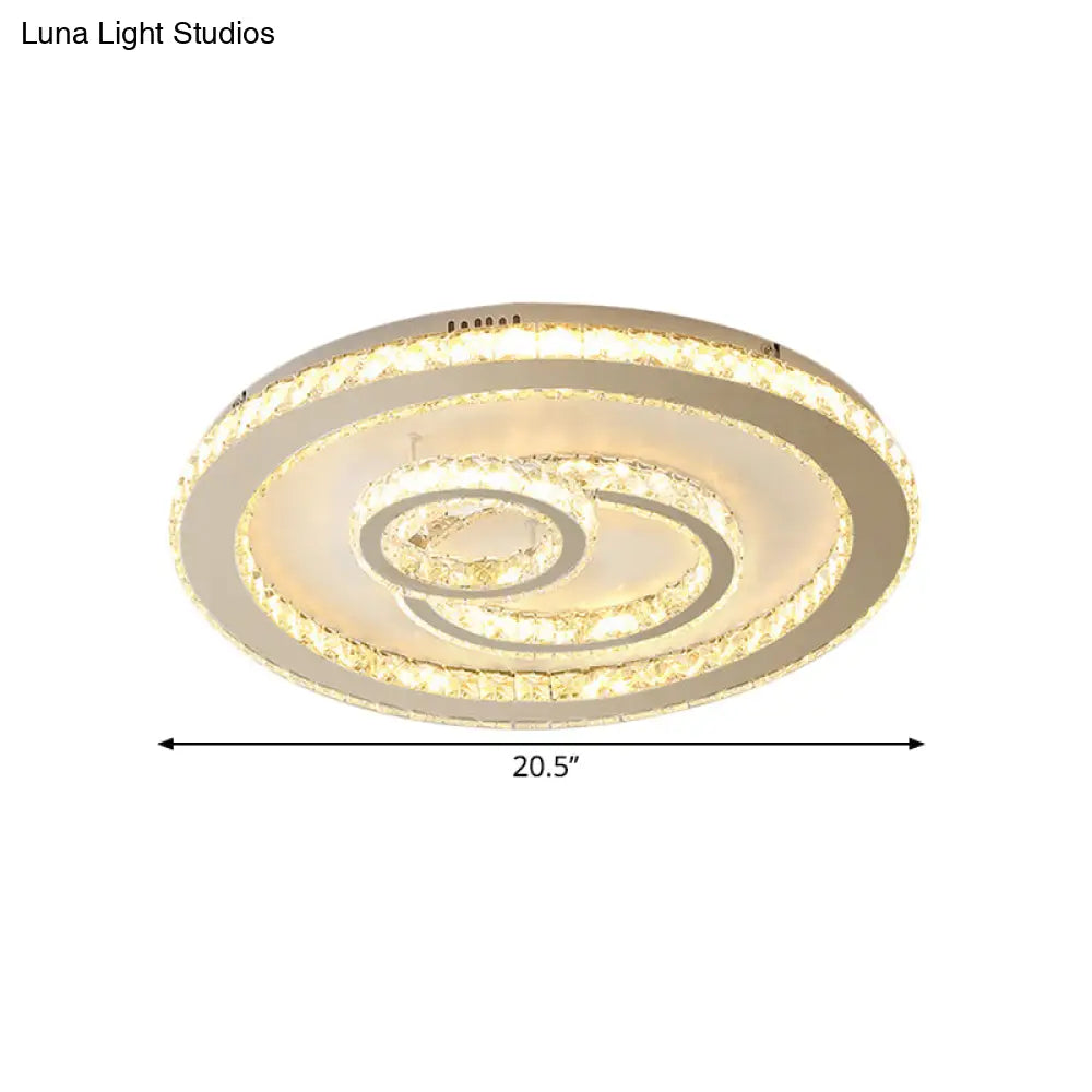 Contemporary Crystal Led Ceiling Light For Bedroom - Chrome Finish Warm/White