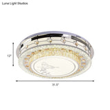 Contemporary Crystal Led Ceiling Light With Butterfly Pattern - Chrome Flush Mount Fixture
