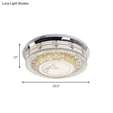 Contemporary Crystal Led Ceiling Light With Butterfly Pattern - Chrome Flush Mount Fixture