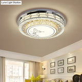 Contemporary Crystal Led Ceiling Light With Butterfly Pattern - Chrome Flush Mount Fixture
