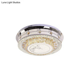 Contemporary Crystal Led Ceiling Light With Butterfly Pattern - Chrome Flush Mount Fixture