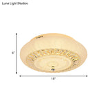 Contemporary Crystal Led Ceiling Mount Light - Gold Finish Round Design Flushmount For Living Room