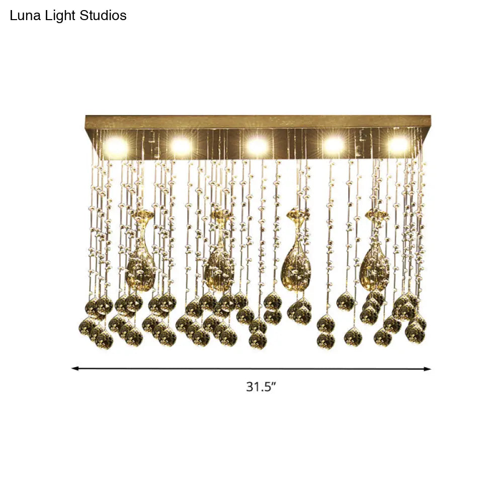 Contemporary Crystal Led Ceiling Mount Light With Chrome Finish In 3 Sizes