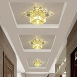 Contemporary Crystal Led Chrome Flush Mount Ceiling Lamp - Cubic Shape Ideal For Corridor / Warm