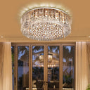 Contemporary Crystal Led Drum Ceiling Lamp With Chrome Flush Mount - 23.5’/31.5’ Wide / 23.5’