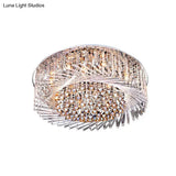 Contemporary Crystal Led Drum Ceiling Lamp With Chrome Flush Mount - 23.5’/31.5’ Wide