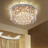 Contemporary Crystal Led Drum Ceiling Lamp With Chrome Flush Mount - 23.5/31.5 Wide
