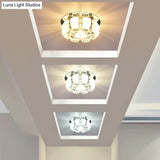 Contemporary Crystal Led Flush Mount Ceiling Light - Clear Floral Design For Entryway