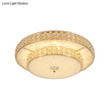 Contemporary Crystal Led Flush Mount Ceiling Light In Champagne For Parlor - Flower/Round Design