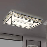 Contemporary Crystal Led Flushmount Ceiling Light In Chrome With Check Side