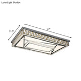 Contemporary Crystal Led Flushmount Ceiling Light In Chrome With Check Side