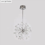 Contemporary Crystal Led Sphere Chandelier Pendant Light Silver White/Warm