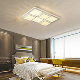 Contemporary Crystal Led Square Flush Mount Lamp Warm/White Light