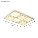 Contemporary Crystal Led Square Flush Mount Lamp – Warm/White Light