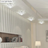 Contemporary Crystal Lotus Ceiling Lamp With Led Flush Light For Living Room