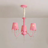Contemporary Crystal Metal Pendant Chandelier For Living Room 3 / Pink