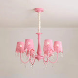 Contemporary Crystal Metal Pendant Chandelier For Living Room 6 / Pink