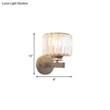 Contemporary Crystal Nickel Drum Sconce Light For Bedroom Wall