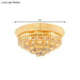 Contemporary Crystal Orb Cone Flush Mount Ceiling Light - Gold Finish 6/9 Heads 16’/23.5’ Wide