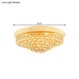 Contemporary Crystal Orb Cone Flush Mount Ceiling Light - Gold Finish 6/9 Heads 16’/23.5’ Wide