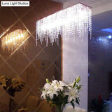 Contemporary Crystal Pendant Light Fixture - 8-Light Ceiling Hanging In Chrome Finish