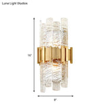 Contemporary Crystal Prism Wall Mount Light With 2 Bulbs - Clear Lamp For Living Room