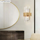 Contemporary Crystal Prism Wall Mount Light With 2 Bulbs - Clear Lamp For Living Room