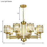 Contemporary Crystal Radial Hanging Chandelier - Brass Finish 3/6/8 Lights Bedroom Lighting