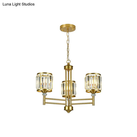 Contemporary Crystal Radial Hanging Chandelier - Brass Finish 3/6/8 Lights Bedroom Lighting