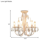 Contemporary Crystal Raindrop Candlestick Dining Room Semi Flush Light - 5 Lights White Ceiling
