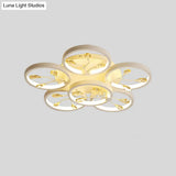 Contemporary Crystal Raindrops Semi Flush Light With Led Flower Design - Black/White Ceiling