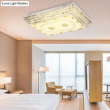 Contemporary Crystal Rod Ceiling Light In White Rectangle Design - Led Fixture With Multi-Color