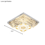 Contemporary Crystal Rod Ceiling Light In White Rectangle Design - Led Fixture With Multi-Color