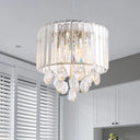Contemporary Crystal Rod Drum Chandelier Pendant Light - 6 Heads Clear