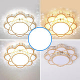 Contemporary Crystal Rose Gold Led Flush Mount Ceiling Light With Floral Design / 12’ Third Gear