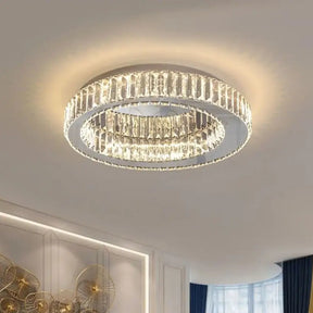 Contemporary Crystal Round Flush Mount Ceiling Light Chrome / 16