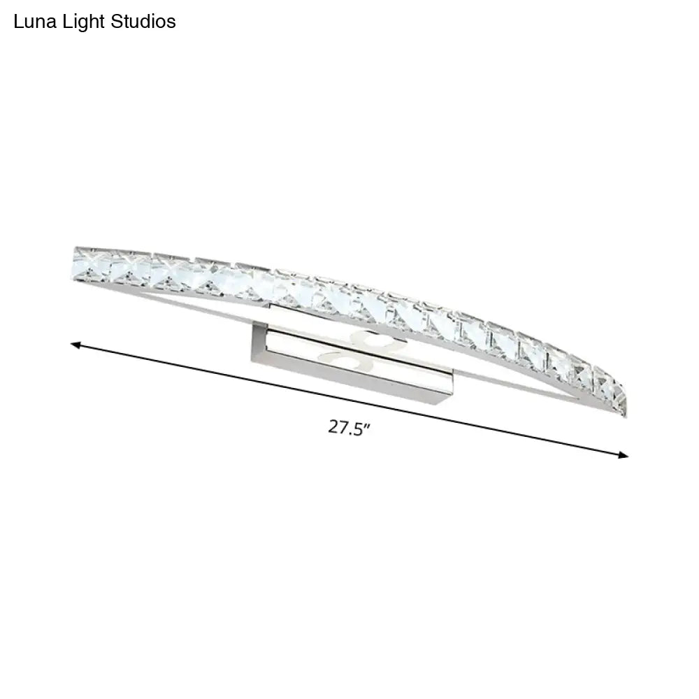 Contemporary Crystal Silver Wall Sconce Light - Bow Shaped Vanity Lighting For Bathroom Warm/White