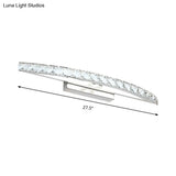 Contemporary Crystal Silver Wall Sconce Light - Bow Shaped Vanity Lighting For Bathroom Warm/White