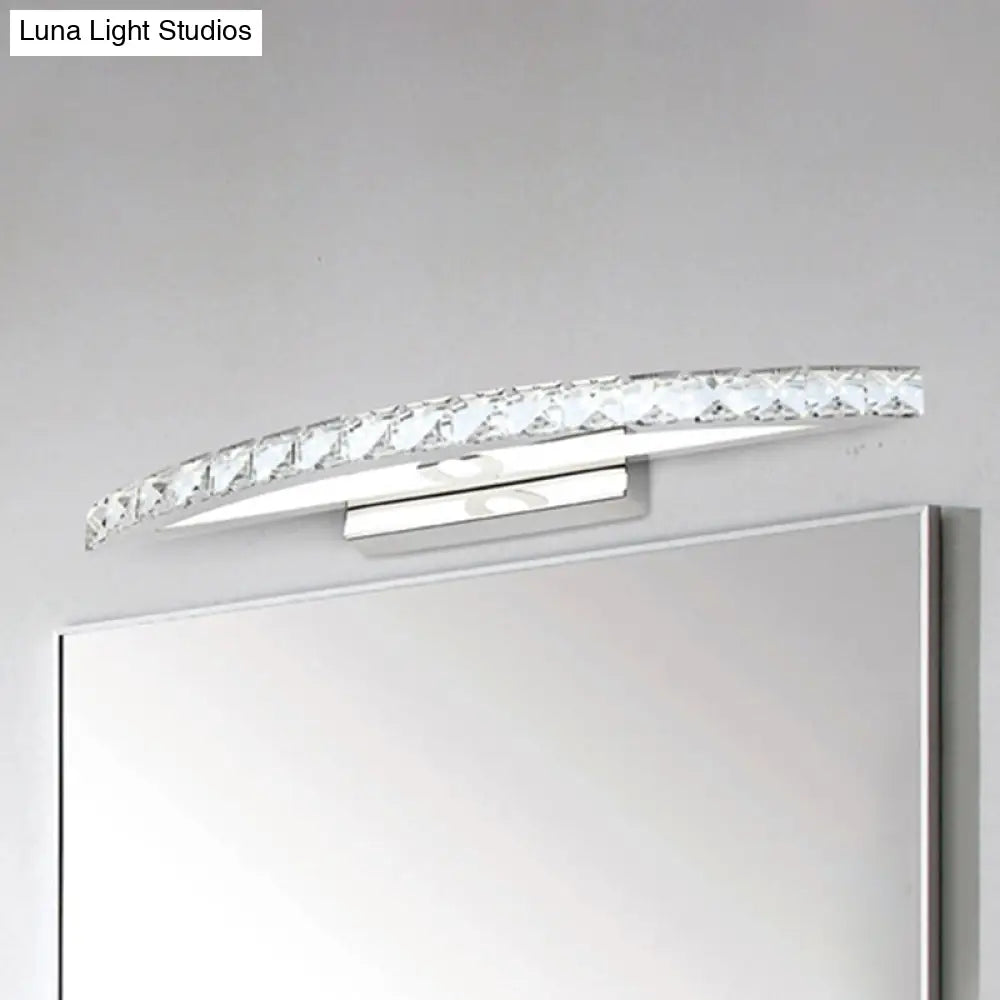 Contemporary Crystal Silver Wall Sconce Light - Bow Shaped Vanity Lighting For Bathroom Warm/White