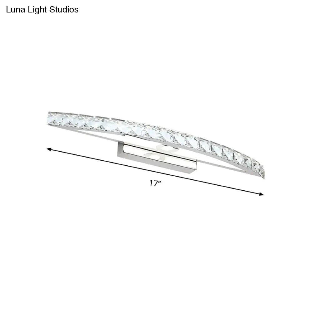 Contemporary Crystal Silver Wall Sconce Light - Bow Shaped Vanity Lighting For Bathroom Warm/White