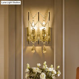Contemporary Crystal Strand Sconce With 2-Lights And Silver Rod - Wall Mounted For Bedroom
