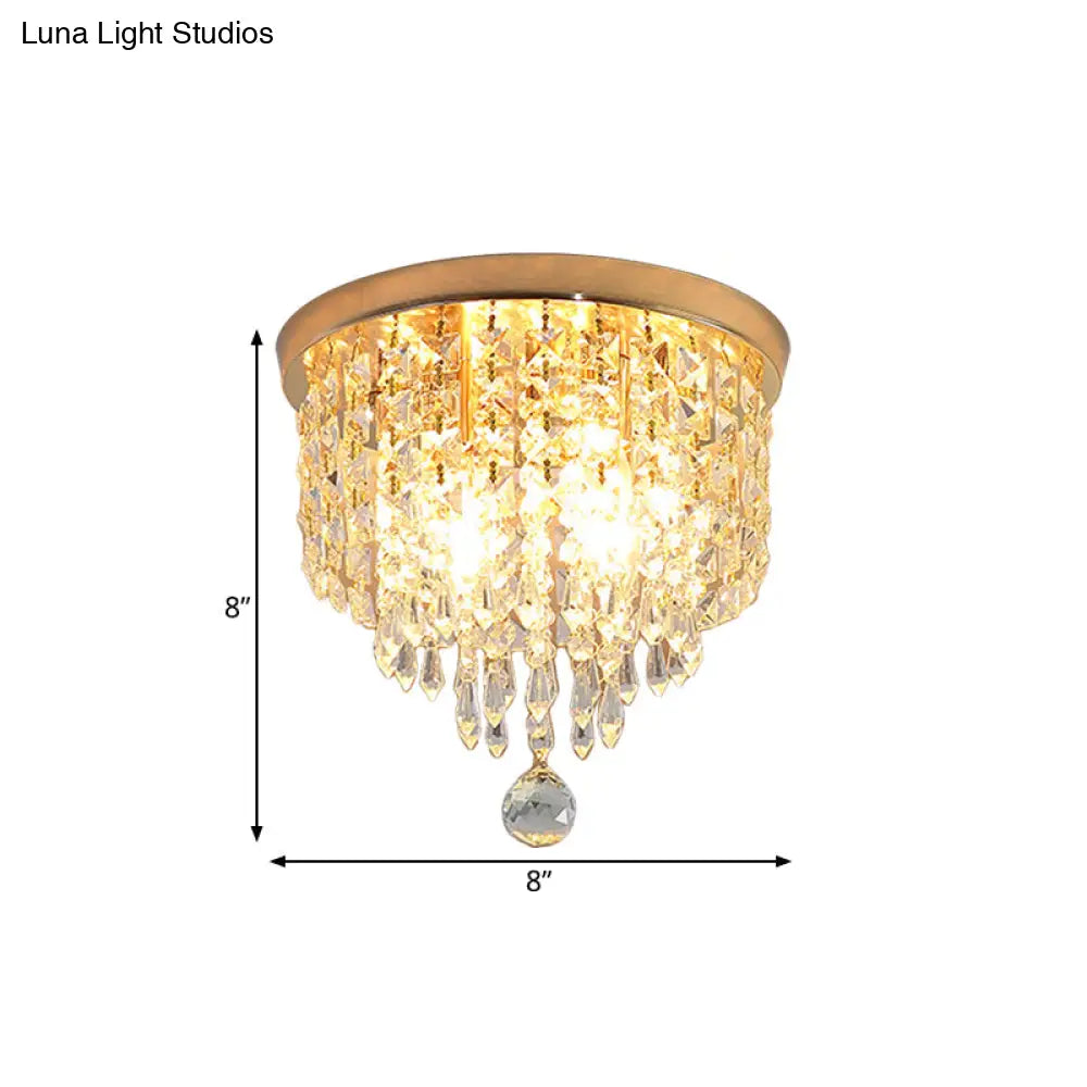 Contemporary Crystal Strand Waterfall Flushmount 8’/10’ Wide Ceiling Light Fixture For Hallways