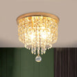 Contemporary Crystal Strand Waterfall Flushmount 8’/10’ Wide Ceiling Light Fixture For Hallways